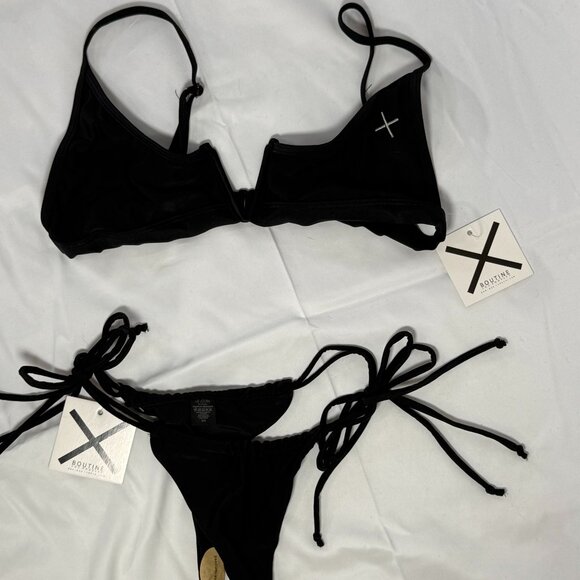 Boutine LA NWT Manhattan Black V-Cut Top and Matching Thong Bikini - Picture 4 of 11